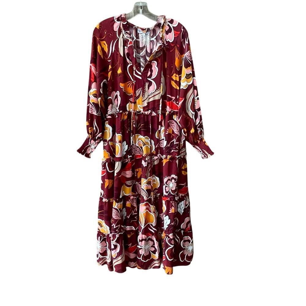 Gibson Latimer Maxi Dress Size Small Pockets Floral Cottage Long Colorful